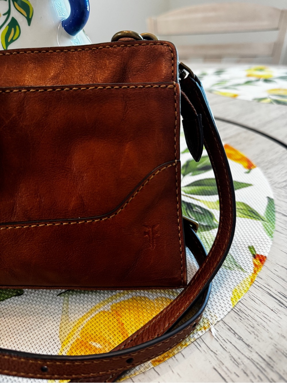 Frye Lucy Cognac Leather Crossbody Organizer Bag - Picture 6 of 16